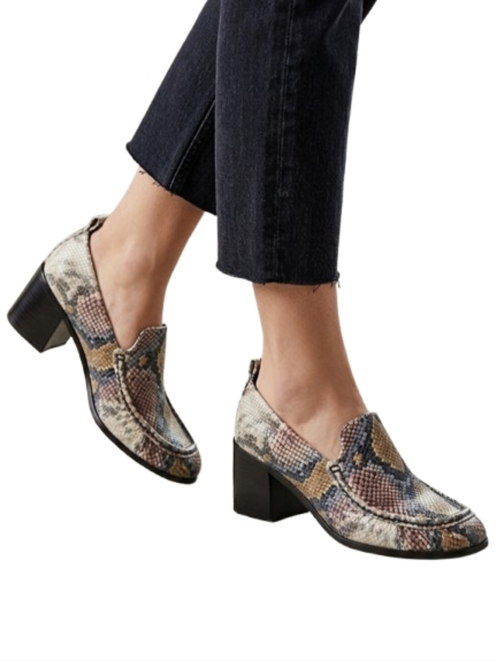 JEFFREY CAMPBELL Rustique Reptile Heeled Loafers